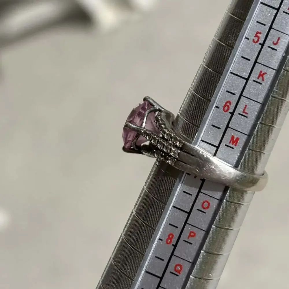 Sterling Silver 925 Pink Stone Ring Split Shank Sz 7.5 - Pre-owned Good